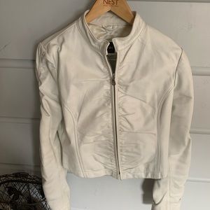 White leather biker jacket